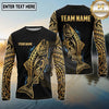 Maxcorners Fishing Black Gold Blue Splash Tribal Pike Design Custom Name & Team Name 3D Shirts (13 Breeds)