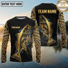Maxcorners Fishing Black Gold Blue Splash Tribal Pike Design Custom Name & Team Name 3D Shirts (13 Breeds)