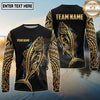 Maxcorners Fishing Black Gold Blue Splash Tribal Pike Design Custom Name & Team Name 3D Shirts (13 Breeds)