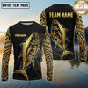 Maxcorners Fishing Black Gold Blue Splash Tribal Pike Design Custom Name & Team Name 3D Shirts (13 Breeds)