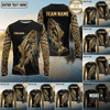 Maxcorners Fishing Black Gold Blue Splash Tribal Pike Design Custom Name & Team Name 3D Shirts (13 Breeds)