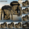 Maxcorners Fishing Black Gold Maul Tribal Water Splash Design Custom Name & Team Name 3D Shirts (13 Breeds)