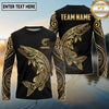 Maxcorners Fishing Black Gold Tribal Swirl Design Custom Name & Team Name 3D Shirts (13 Breeds)