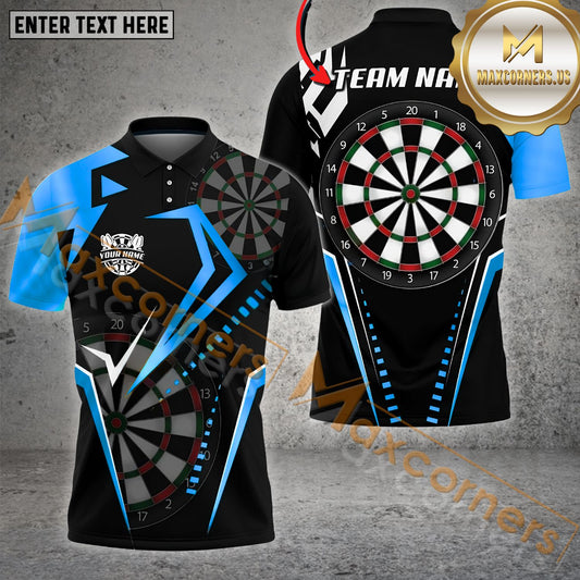 Maxcorners Darts Crazy Loop Pattern Multicolor Options Personalized Name, Team Name 3D Polo Shirt (4 Colors)