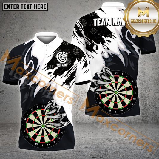 Maxcorners Darts Board Claws Of Devil Pattern Multicolor Options Personalized Name, Team Name 3D Polo Shirt (4 Colors)