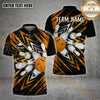Maxcorners Bowling Ball & Pins Abstract Futuristic And Geometric Premium Jersey Pattern Personalized Name, Team Name 3D Polo Shirt (4 Colors)