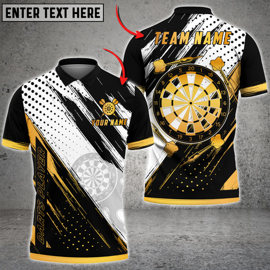Maxcorners Darts Premium Golden Line Multicolor Options Personalized Name, Team Name 3D Polo Shirt (4 Colors)