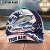 Maxcorners Fishing Japanese Ocean Wave Water Splash Honeycomb Grid Fish Hooks Personalized Name Unisex Classic Cap