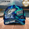 Maxcorners Fishing Northern Lights Aurora Green Night Sky Water Splash Fish Hooks Personalized Name Unisex Classic Cap