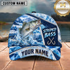 Maxcorners Fishing Ice Splash Glacier Crystal Pattern Fish Hooks Personalized Name Unisex Classic Cap