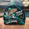 Maxcorners Fishing Teal Water Splash Honeycomb Grid Pattern Fish Hooks Personalized Name Unisex Classic Cap