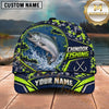 Maxcorners Fishing Topo Map Digital Camo Forest Water Splash Fish Hooks Personalized Name Unisex Classic Cap
