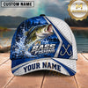Maxcorners Fishing Fishing Net Pattern Night Forest Water Splash Fish Hooks Personalized Name Unisex Classic Cap