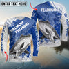 Maxcorner Fishing Blue Art Sport Jersey Style Personalized 3D Long Sleeve Shirt (8 Fish Species)