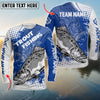 Maxcorner Fishing Blue Art Sport Jersey Style Personalized 3D Long Sleeve Shirt (8 Fish Species)