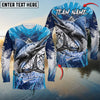 Maxcorners Fishing Blue Jersey Sport Pattern Sun Protection Personalized Name Team Name 3D Shirts (6 Fish Species)