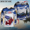 Maxcorners Fishing USA Flag Pattern Personalized Name Team Name 3D Shirts (6 Fish Species)