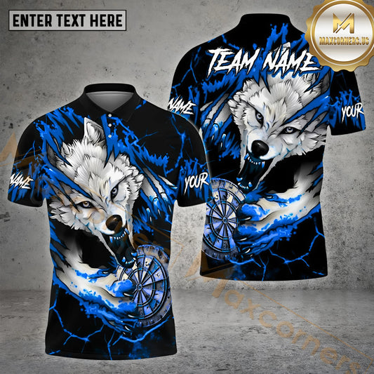 Maxcorners Darts Bloody Wolf Old Dartboard  Multicolor Options Personalized Name, Team Name 3D Polo Shirt (4 Colors)