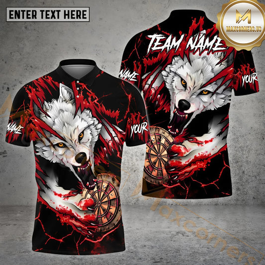 Maxcorners Darts Bloody Wolf Old Dartboard  Multicolor Options Personalized Name, Team Name 3D Polo Shirt (4 Colors)