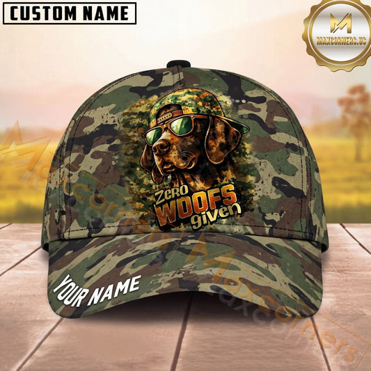 Maxcorners Zero Woofs Given Dog Camo Hunting Personalized Name Unisex 3D Cap