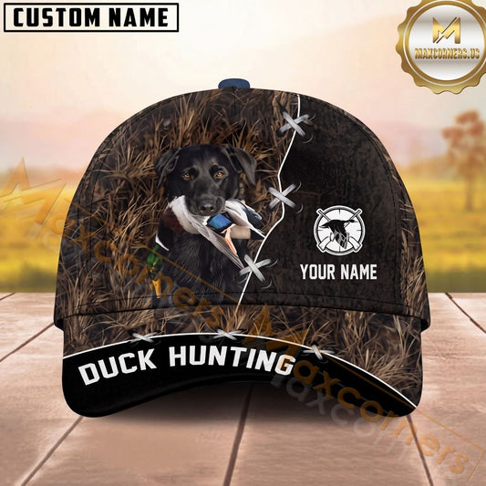 Maxcorners Hunting Dog Duck Hunter Camo Personalized Name Unisex 3D Cap
