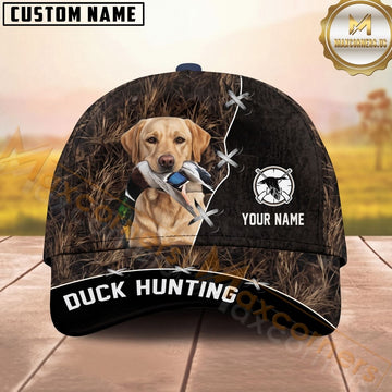 Maxcorners Hunting Dog Duck Hunter Camo Personalized Name Unisex 3D Cap