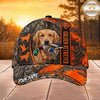 Maxcorners Hunting Dog Duck Hunter Blaze Orange Camo Personalized Name Unisex 3D Cap