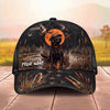 Maxcorners Black Lab Night Waterfowl Hunting Moon Silhouette Personalized Name Unisex 3D Cap