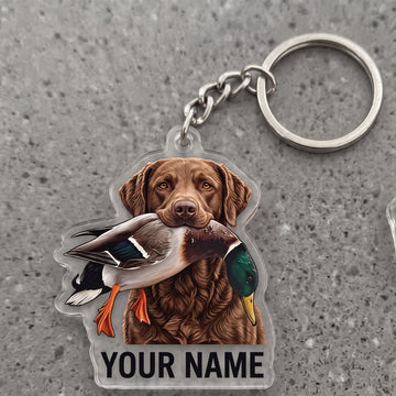Maxcorners Chesapeake Bay Retriever Duck Hunting Personalized Name Ornament And Keychain Custom Gift For Hunters 2D Flat
