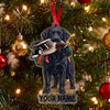 Maxcorners Black Labrador Hunting Dog With Mallard Duck Personalized Name Ornament And Keychain Custom Gift For Hunters 2D Flat