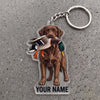 Maxcorners Chocolate Labrador Hunting Dog With Mallard Duck Personalized Name Ornament And Keychain Custom Gift For Hunters 2D Flat