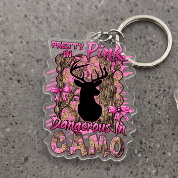 Maxcorners Pretty In Pink Camo Deer Hunting Personalized Hunter Girl Ornament And Keychain Custom Gift For Hunters 2D Flat
