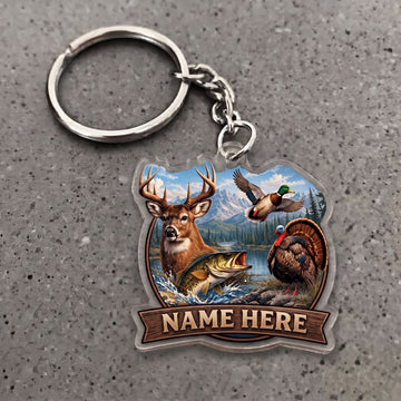 Maxcorners Wildlife Hunting Mountain Lake Personalized Name Ornament And Keychain Custom Gift For Hunters 2D Flat