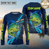 (13 Breeds) Maxcorners Fishing Big Catch Fish Water Splash Hexagon Pattern Electric Blue Lime Green Custom Team Name Personalized Name 3D Long Sleeve Shirt