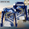 (13 Breeds) Maxcorners Fishing Night Full Moon Forest Reflection Blue White Swirls Fish Scale Texture Custom Team Name Personalized Name 3D Long Sleeve Shirt