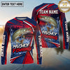 (13 Breeds) Maxcorners Fishing Sunset Water Reflection Racing Stripes Red Navy Blue Fish Scale Pattern Custom Team Name Personalized Name 3D Long Sleeve Shirt