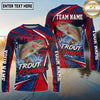 (13 Breeds) Maxcorners Fishing Sunset Water Reflection Racing Stripes Red Navy Blue Fish Scale Pattern Custom Team Name Personalized Name 3D Long Sleeve Shirt
