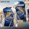 (13 Breeds) Maxcorners Fishing Pine Forest Night Reflection White Fish Scale Texture Blue Panels Custom Team Name Personalized Name 3D Long Sleeve Shirt