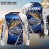 (13 Breeds) Maxcorners Fishing Pine Forest Night Reflection White Fish Scale Texture Blue Panels Custom Team Name Personalized Name 3D Long Sleeve Shirt