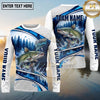 (13 Breeds) Maxcorners Fishing Pine Forest Water Splash White Blue Curved Panels Honeycomb Mesh Custom Team Name Personalized Name 3D Long Sleeve Shirt