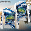 (13 Breeds) Maxcorners Fishing Pine Forest Water Splash White Blue Curved Panels Honeycomb Mesh Custom Team Name Personalized Name 3D Long Sleeve Shirt