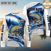 (13 Breeds) Maxcorners Fishing Pine Forest Water Splash White Blue Curved Panels Honeycomb Mesh Custom Team Name Personalized Name 3D Long Sleeve Shirt