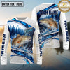(13 Breeds) Maxcorners Fishing Pine Forest Water Splash White Blue Curved Panels Honeycomb Mesh Custom Team Name Personalized Name 3D Long Sleeve Shirt