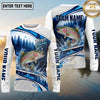 (13 Breeds) Maxcorners Fishing Pine Forest Water Splash White Blue Curved Panels Honeycomb Mesh Custom Team Name Personalized Name 3D Long Sleeve Shirt