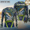 (13 Breeds) Maxcorners Fishing Forest Crest Badge Digital Camo Navy Blue Lime Green Topographic Lines Custom Team Name Personalized Name 3D Long Sleeve Shirt