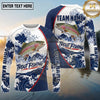 (13 Breeds) Maxcorners Fishing Great Wave Water Splash Navy Blue White Swirls Hexagon Mesh Custom Team Name Personalized Name 3D Long Sleeve Shirt