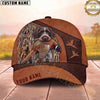 Maxcorners Dog Hunting and Pheasant Bird Hunting Stitched Leather Pattern Personalized Name 3D Cap