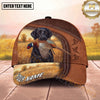Maxcorners Dog Hunting and Pheasant Hunting Golden Wheat Field Leather Personalized Name 3D Cap
