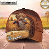 Maxcorners Dog Hunting and Pheasant Hunting Golden Wheat Field Leather Personalized Name 3D Cap