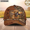 Maxcorners Dog Hunting Bird Hunter Pheasant In Mouth Cattails Camouflage Frame Personalized Name 3D Cap